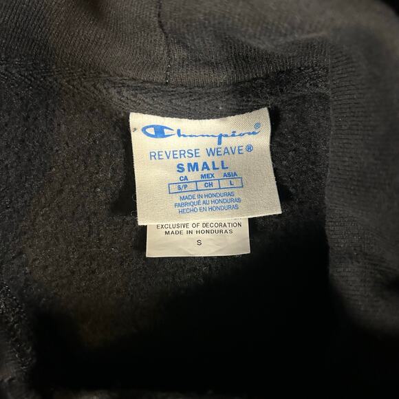 Champion Reverse Weave Hoodie Women's Small Black Heavy Weight Pullover - Picture 3 of 8